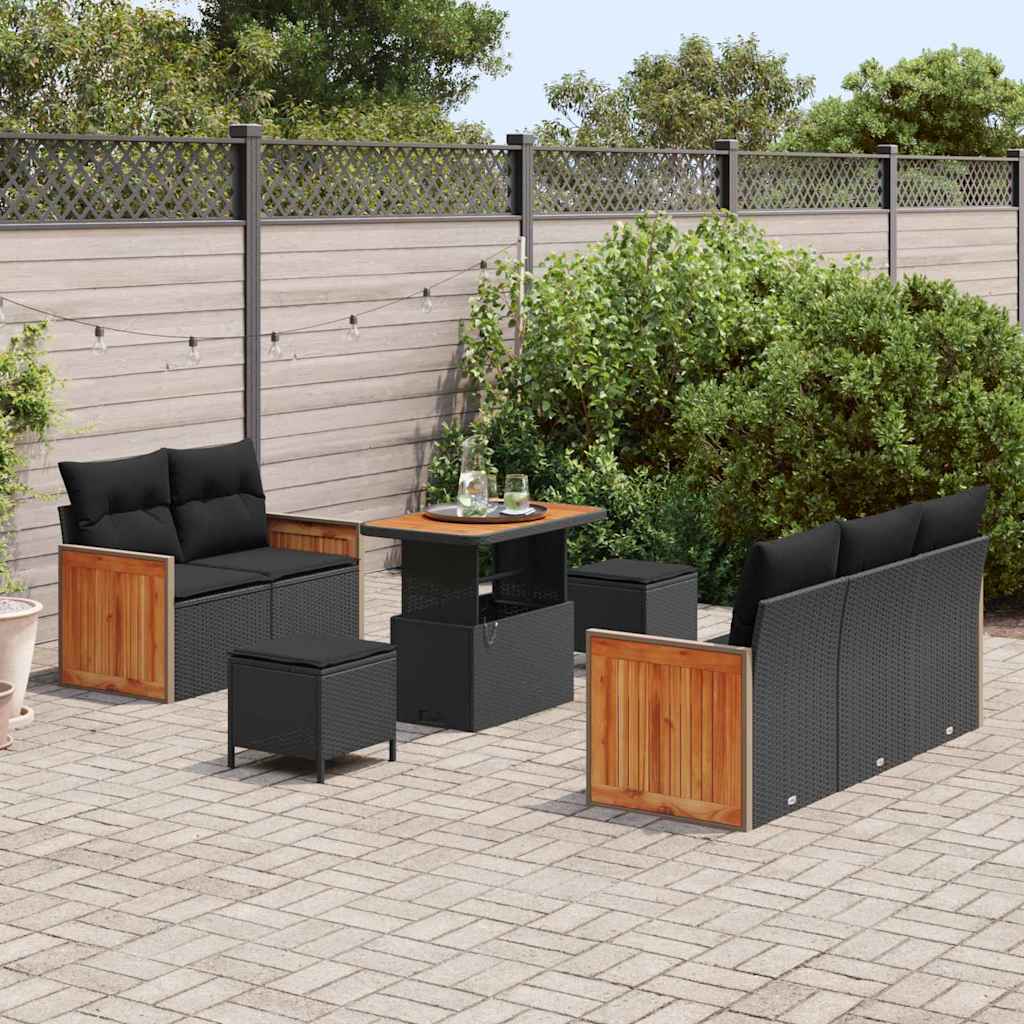 8721288433688_mo-im_en_hd_2 vidaXL Garden Sofa Set with Cushion Manual 8 pcs Black 90 x 55 x 71 cm - Image 3