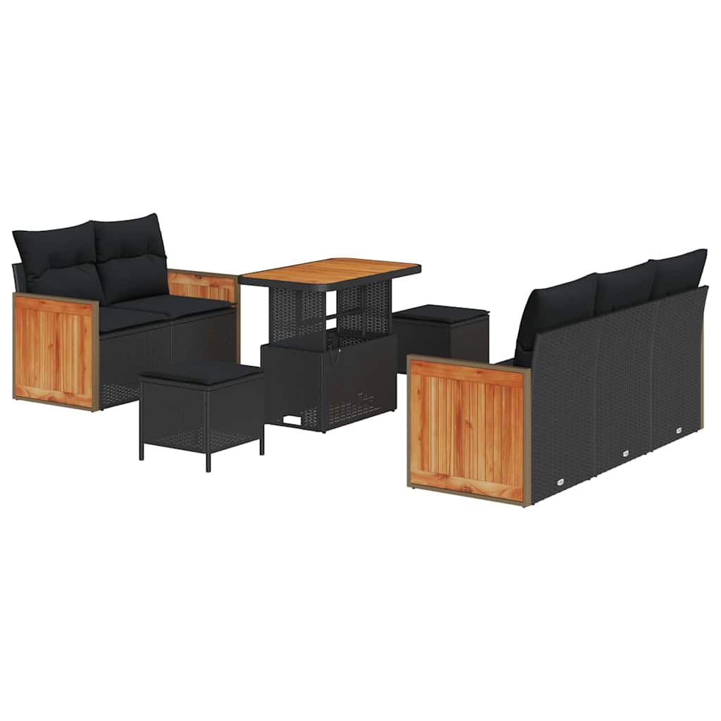 8721288433688_wbg-an-m_en_hd_4 vidaXL Garden Sofa Set with Cushion Manual 8 pcs Black 90 x 55 x 71 cm - Image 2