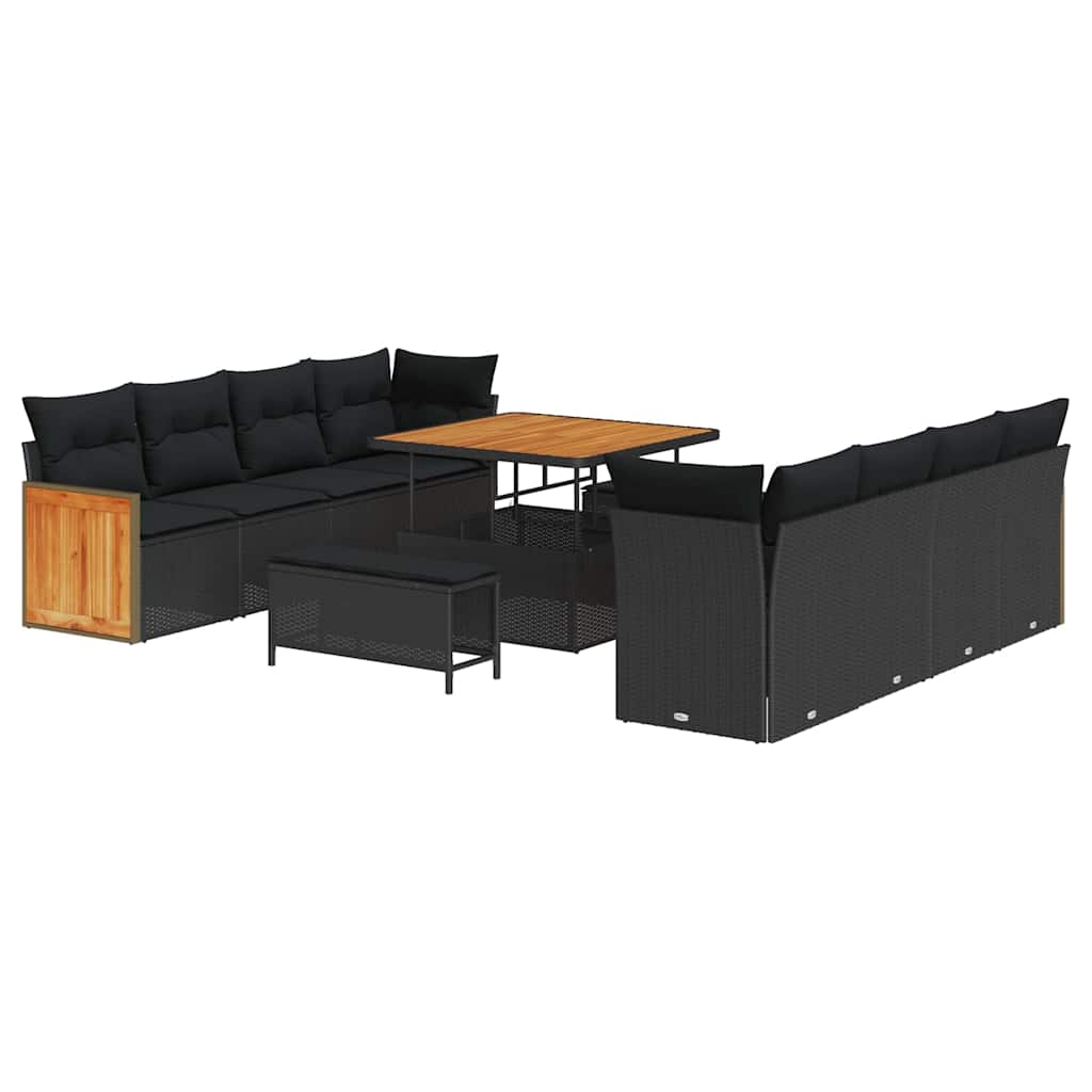 8721288434036_wbg-an-m_en_hd_5 vidaXL Garden Sofa Set with Cushion 11 pcs Black 100 x 100 x 71 cm - Image 2