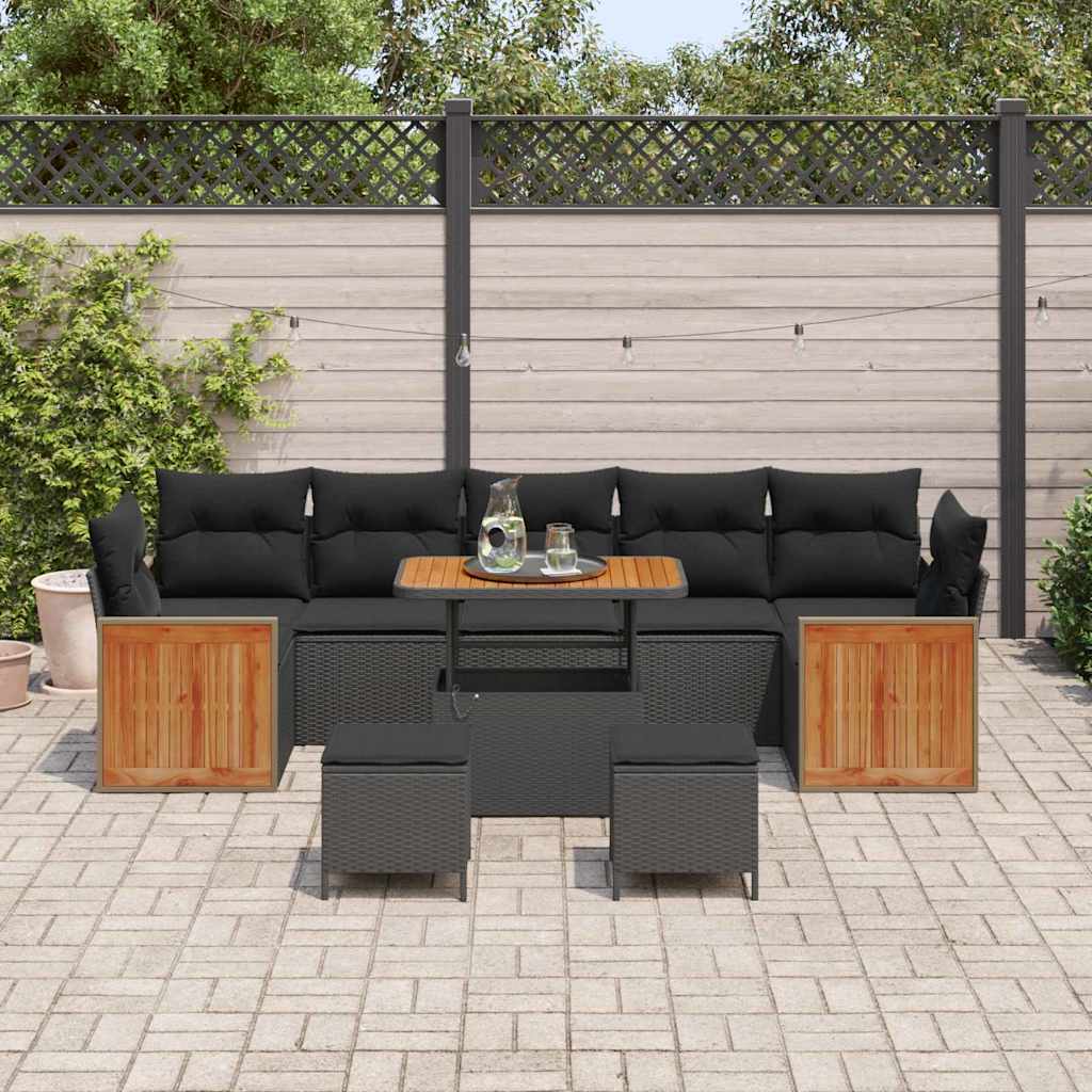 8721288434081_mo-im_en_hd_2 vidaXL Garden Sofa Set with Cushion 10 pcs Black 90 x 55 x 71 cm - Image 3