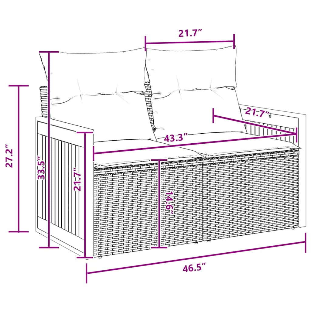 8721288434081_wbg-siz_en_hd_3 vidaXL Garden Sofa Set with Cushion 10 pcs Black 90 x 55 x 71 cm - Image 11