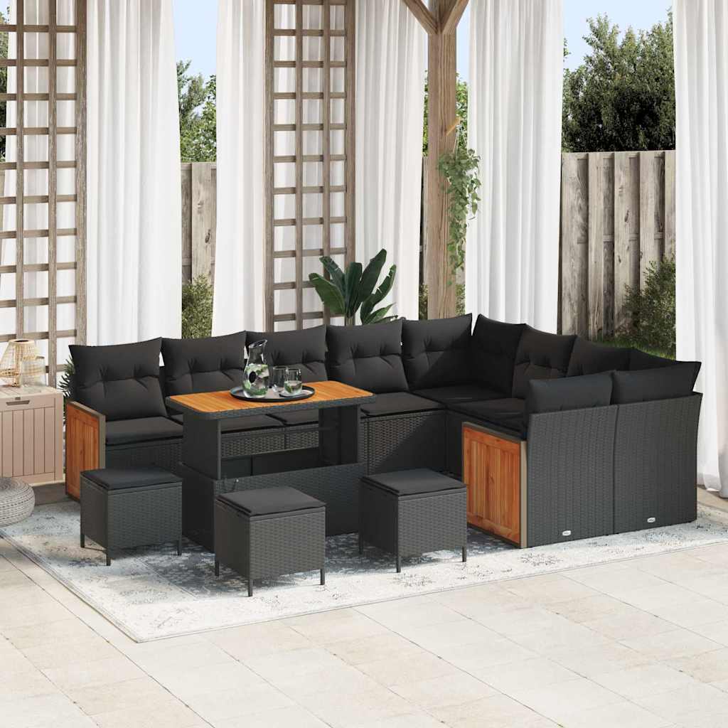 vidaXL Garden Sofa Set with Cushion 13 pcs Black 110 x 55 x 71 cm