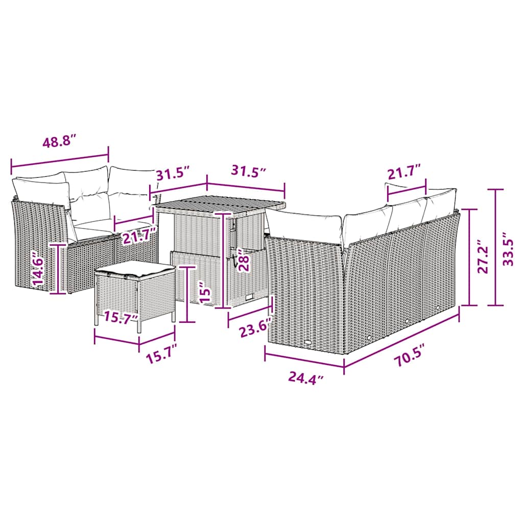 8721288434937_wbg-siz_en_hd_1 vidaXL Garden Sofa Set with Cushion 8 pcs Black 80 x 80 x 71 cm - Image 12