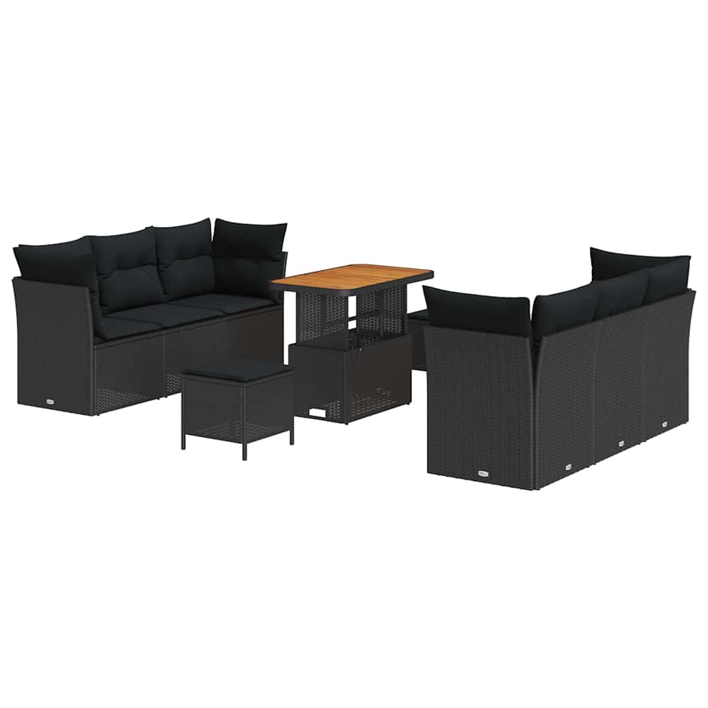 8721288435088_wbg-an-m_en_hd_4 vidaXL Garden Sofa Set with Cushion Manual 9 pcs Black 90 x 55 x 71 cm - Image 2