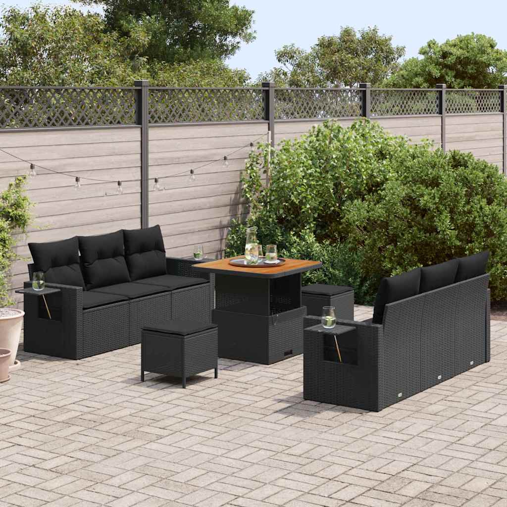 8721288437631_mo-im_en_hd_2 vidaXL Garden Sofa Set with Cushion Manual 9 pcs Black 80 x 80 x 71 cm - Image 3