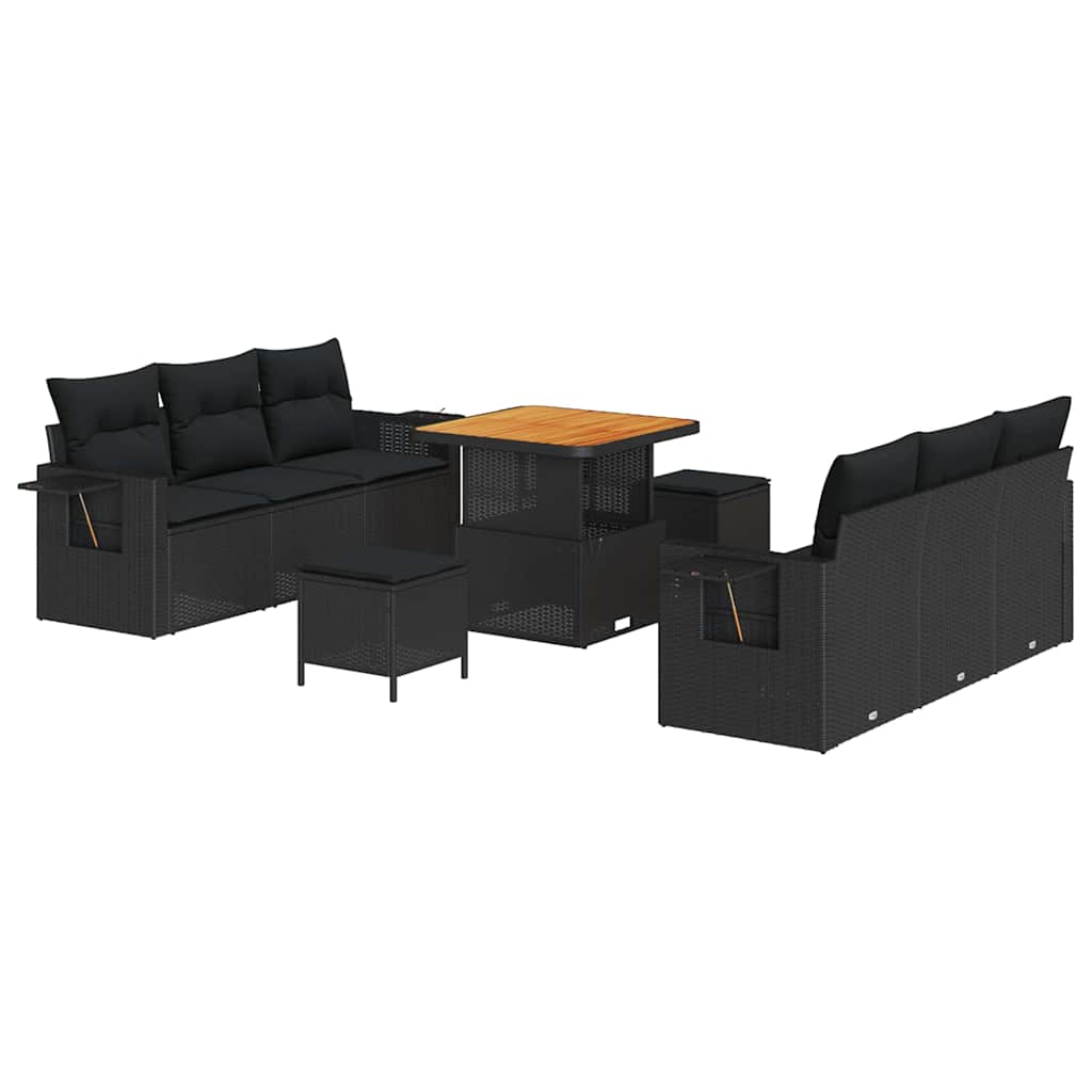 8721288437631_wbg-an-m_en_hd_4 vidaXL Garden Sofa Set with Cushion Manual 9 pcs Black 80 x 80 x 71 cm - Image 2