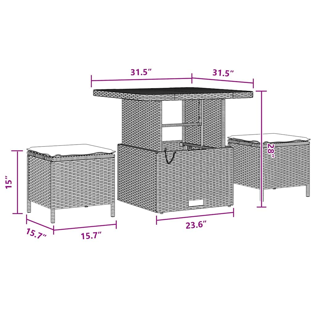 8721288437631_wbg-siz_en_hd_1 vidaXL Garden Sofa Set with Cushion Manual 9 pcs Black 80 x 80 x 71 cm - Image 13