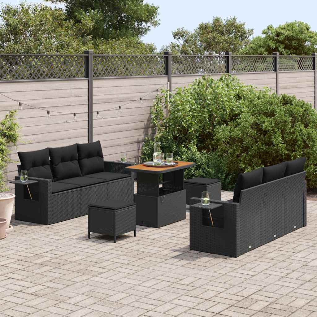8721288437686_mo-im_en_hd_2 vidaXL Garden Sofa Set with Cushion Manual 9 pcs Black 90 x 55 x 71 cm - Image 3