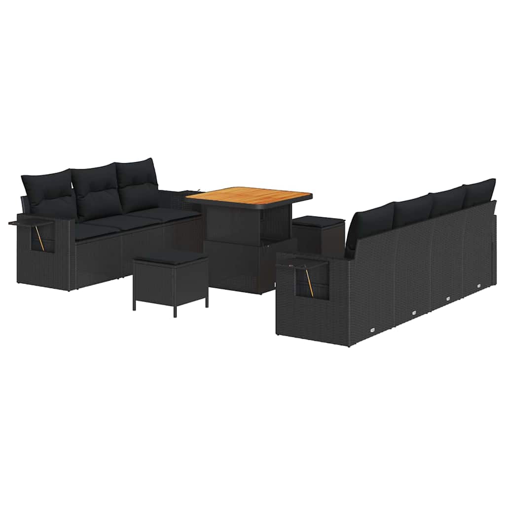 8721288437730_wbg-an-m_en_hd_4 vidaXL Garden Sofa Set with Cushion 10 pcs Black 80 x 80 x 71 cm - Image 2