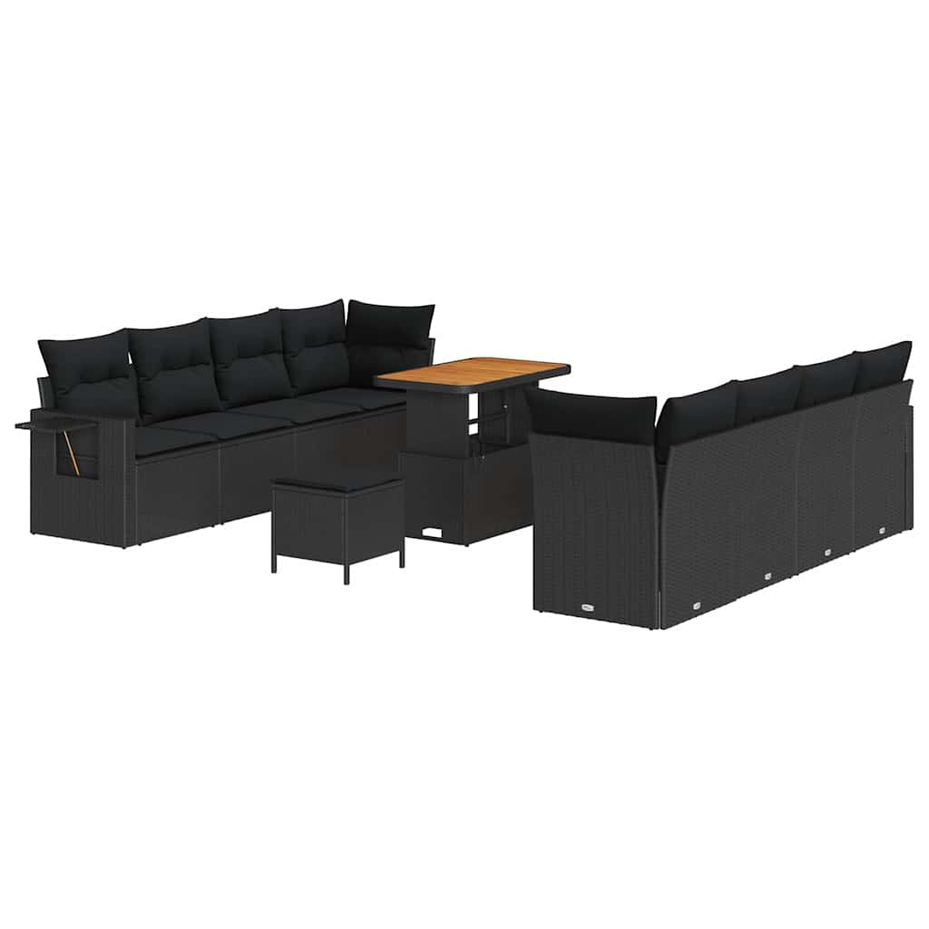 8721288437884_wbg-an-m_en_hd_5 vidaXL Garden Sofa Set with Cushion 11 pcs Black 90 x 55 x 71 cm - Image 2