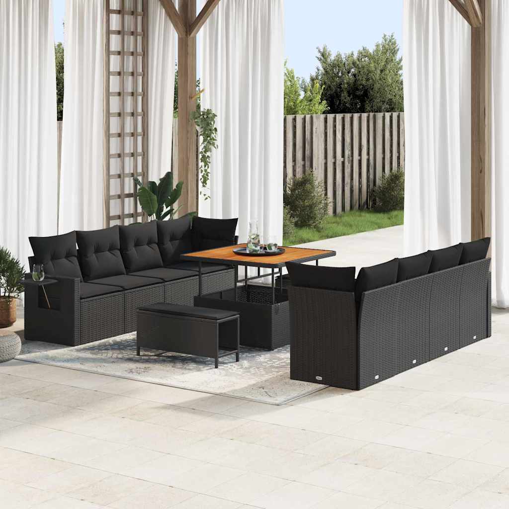 8721288437938_mo-im_en_hd_2 vidaXL Garden Sofa Set with Cushion 11 pcs Black 100 x 100 x 71 cm - Image 3