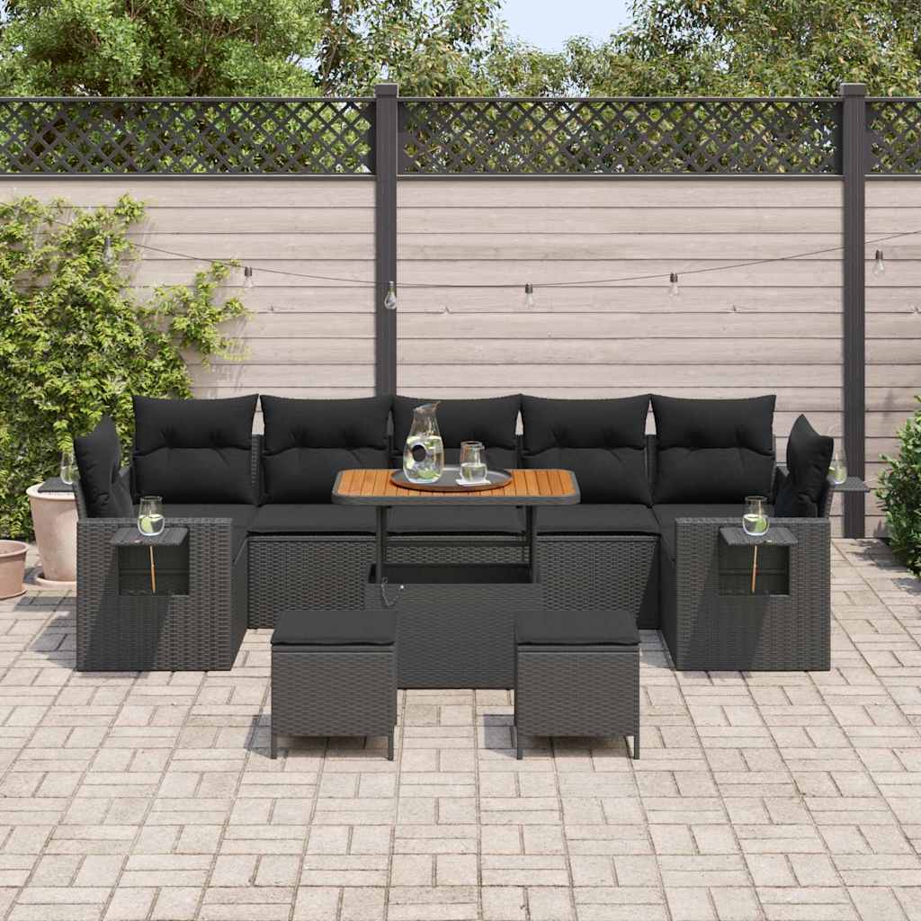 8721288437983_mo-im_en_hd_2 vidaXL Garden Sofa Set with Cushion 10 pcs Black 90 x 55 x 71 cm - Image 3
