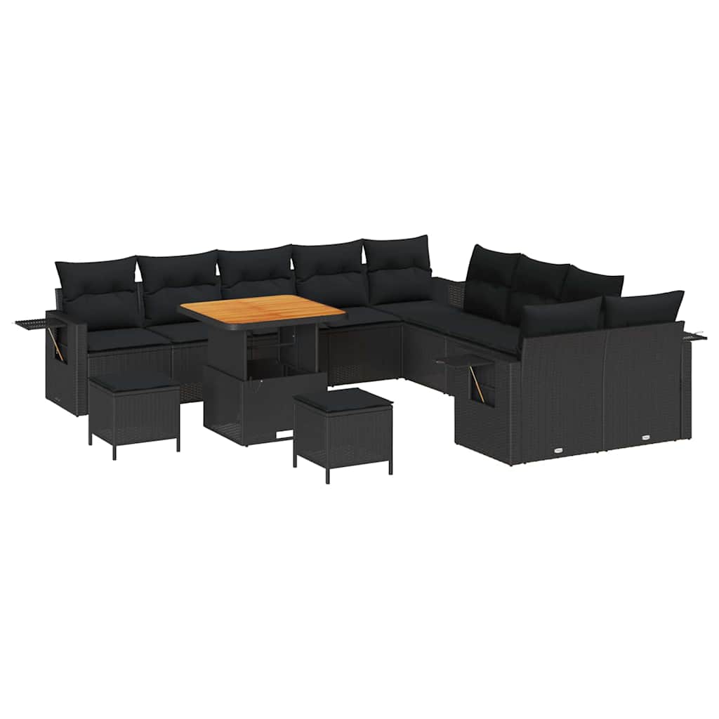 8721288438683_wbg-an-m_en_hd_4 vidaXL Garden Sofa Set with Storage 13 pcs Black Poly rattan - Image 2
