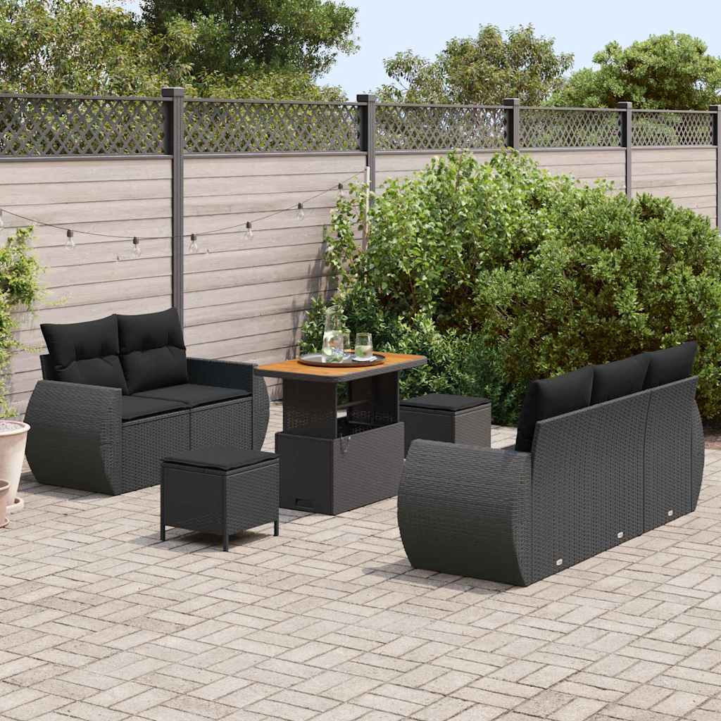8721288438881_mo-im_en_hd_2 vidaXL Garden Sofa Set with Cushion Manual 8 pcs Black 90 x 55 x 71 cm - Image 3