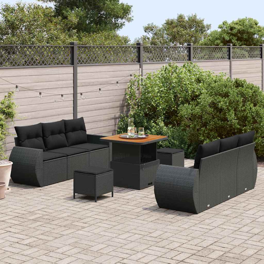 8721288438935_mo-im_en_hd_2 vidaXL Garden Sofa Set with Cushion Manual 9 pcs Black 80 x 80 x 71 cm - Image 3