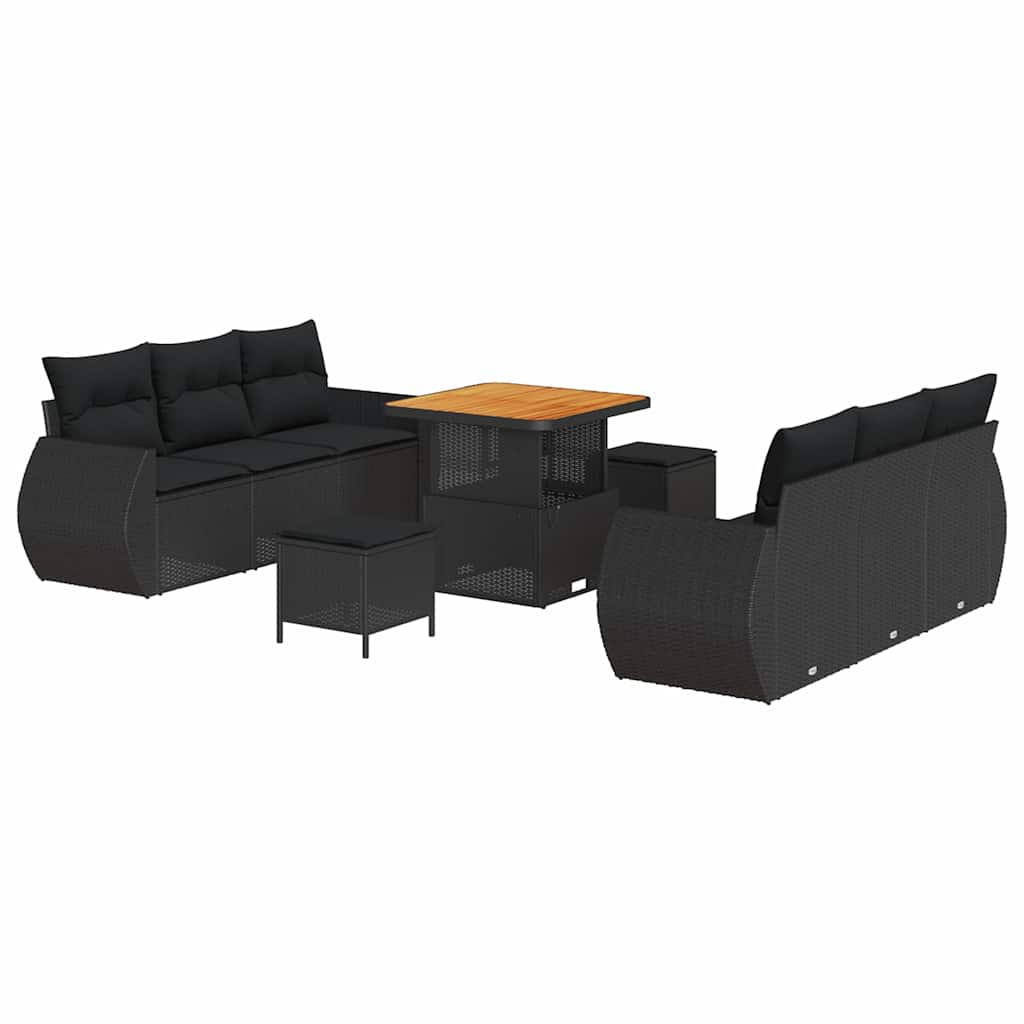 8721288438935_wbg-an-m_en_hd_4 vidaXL Garden Sofa Set with Cushion Manual 9 pcs Black 80 x 80 x 71 cm - Image 2