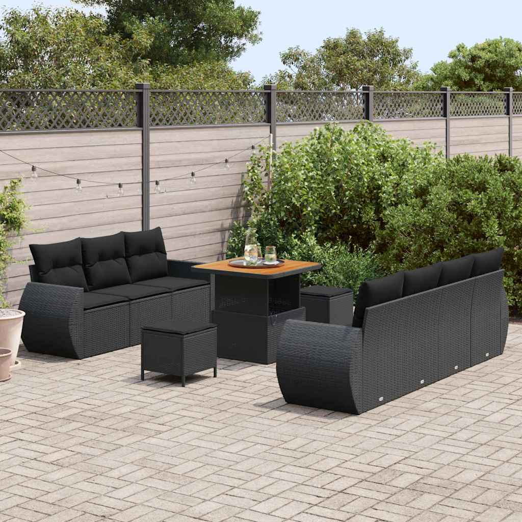 8721288439031_mo-im_en_hd_2 vidaXL Garden Sofa Set with Cushion 10 pcs Black 80 x 80 x 71 cm - Image 3