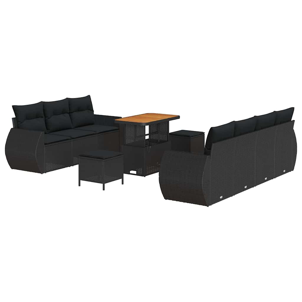 8721288439086_wbg-an-m_en_hd_4 vidaXL Garden Sofa Set with Cushion 10 pcs Black 90 x 55 x 71 cm - Image 2