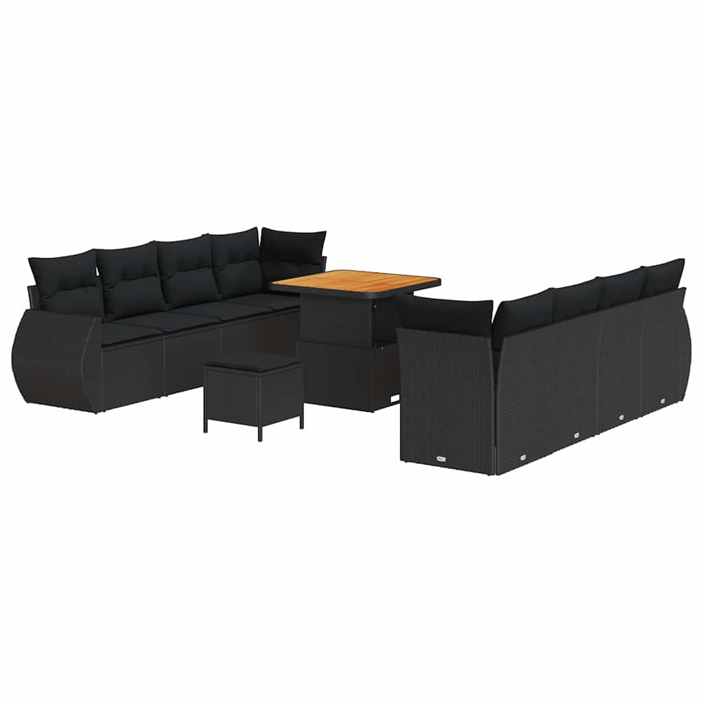 8721288439130_wbg-an-m_en_hd_5 vidaXL Garden Sofa Set with Storage 11 pcs Black Poly rattan - Image 2