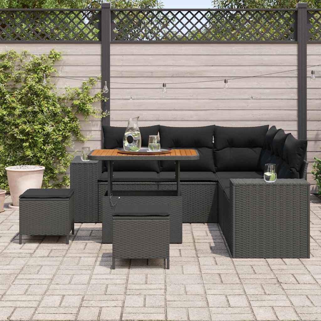 8721288440730_mo-im_en_hd_2 vidaXL Garden Sofa Set with Cushion 8 pcs Black 90 x 55 x 71 cm - Image 3