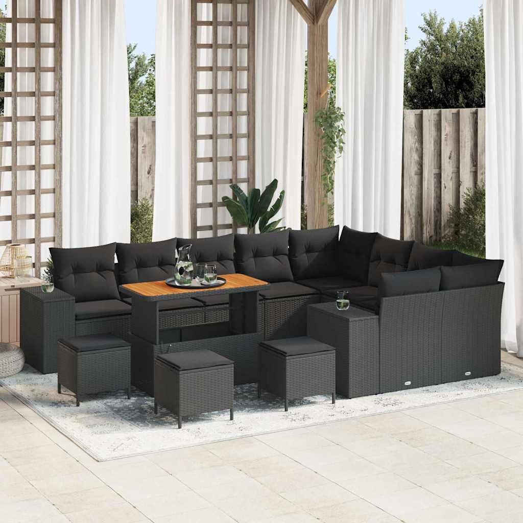 vidaXL Garden Sofa Set with Cushion 13 pcs Black 110 x 55 x 71 cm