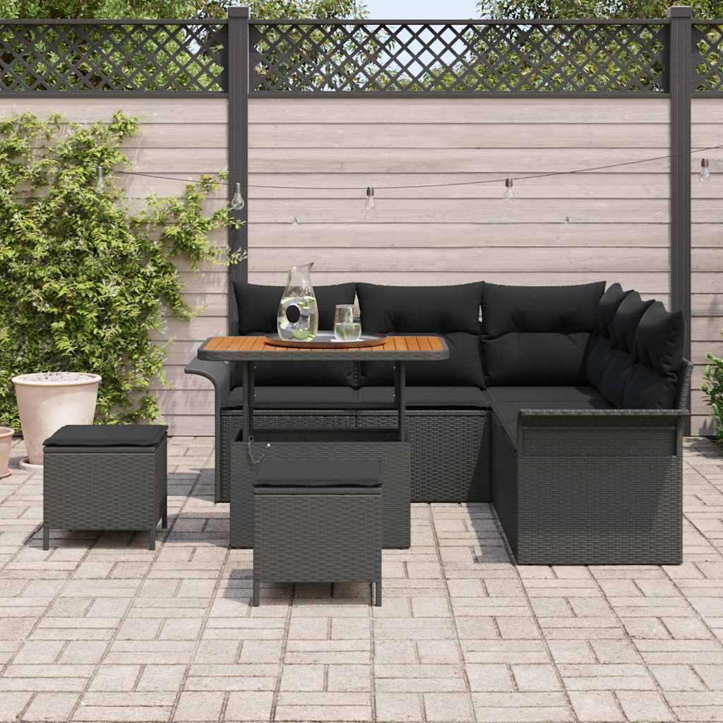 8721288442031_mo-im_en_hd_2 vidaXL Garden Sofa Set with Cushion 8 pcs Black 90 x 55 x 71 cm - Image 3