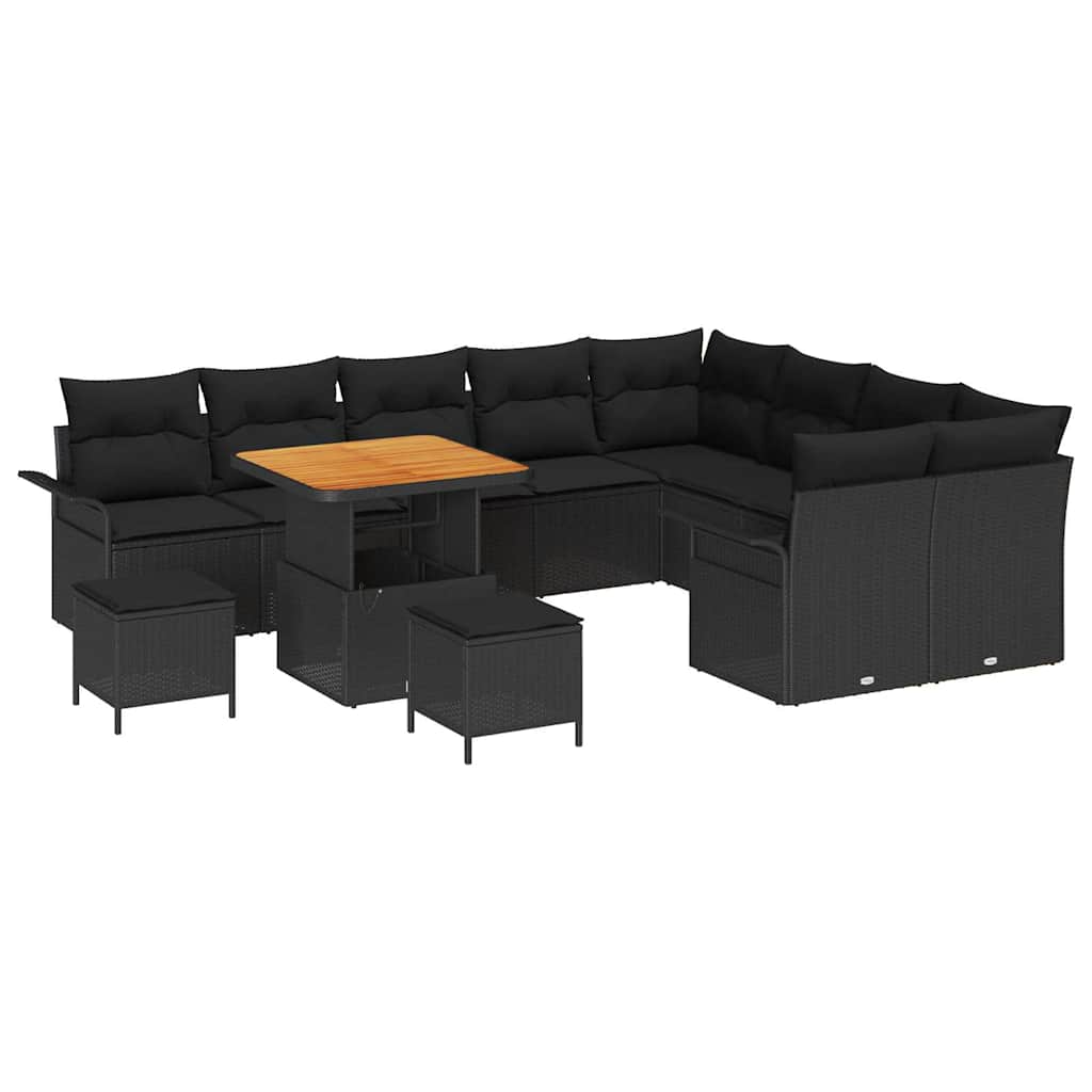 8721288442383_wbg-an-m_en_hd_5 vidaXL Garden Sofa Set with Cushion 12 pcs Black 80 x 80 x 71 cm - Image 2