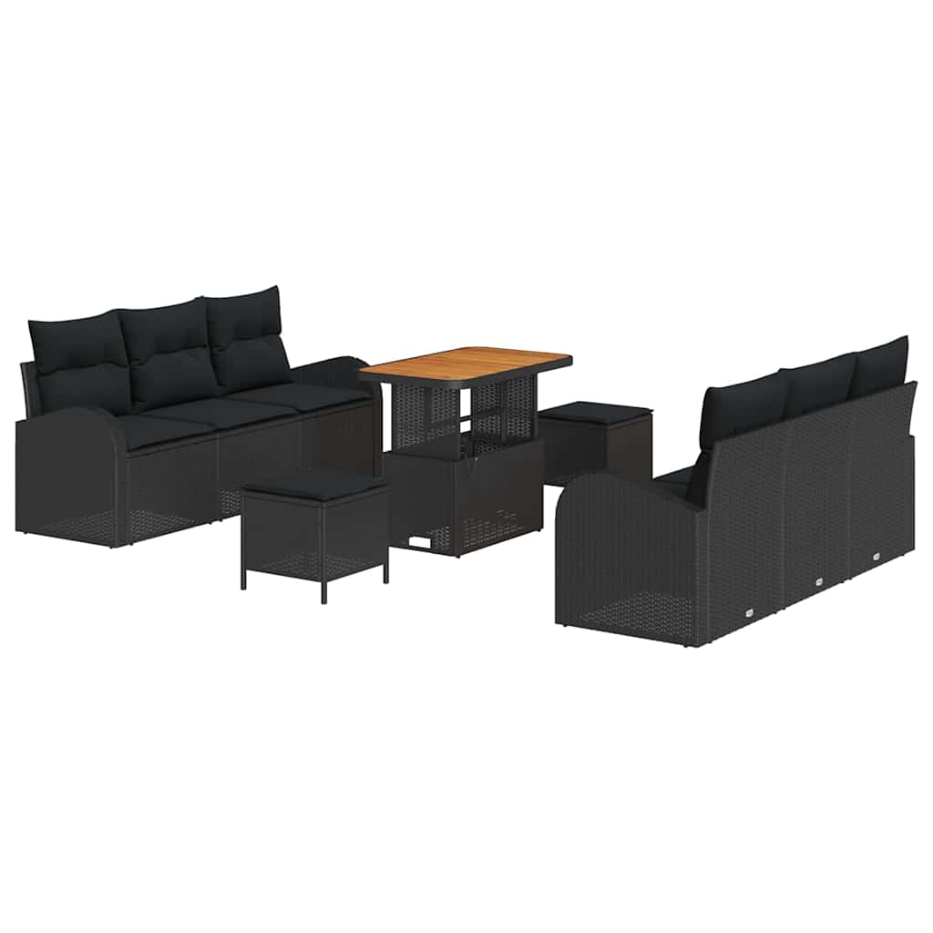 8721288444189_wbg-an-m_en_hd_4 vidaXL Garden Sofa Set with Cushion 9 pcs Black 90 x 55 x 71 cm - Image 2