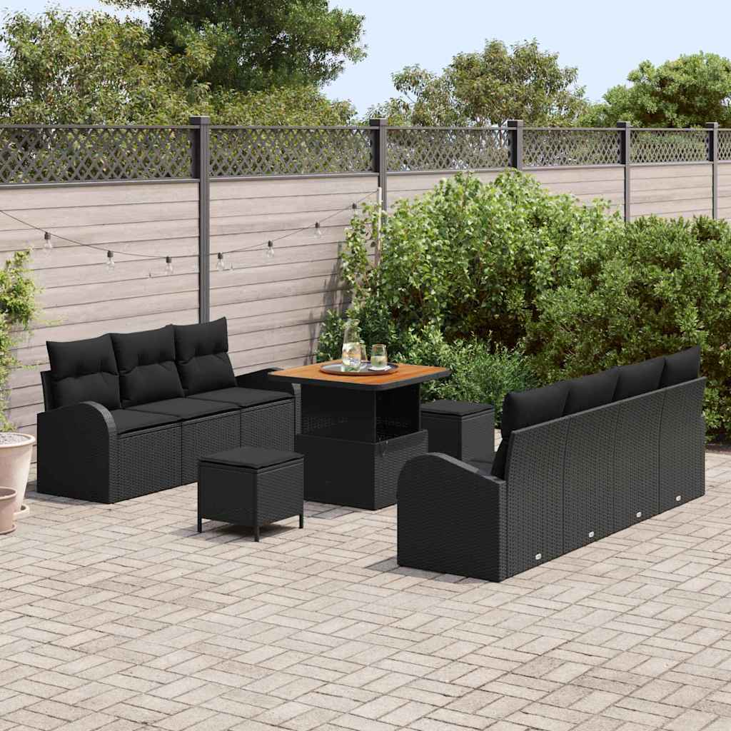 8721288444233_mo-im_en_hd_2 vidaXL Garden Sofa Set with Cushion 10 pcs Black 80 x 80 x 71 cm - Image 3