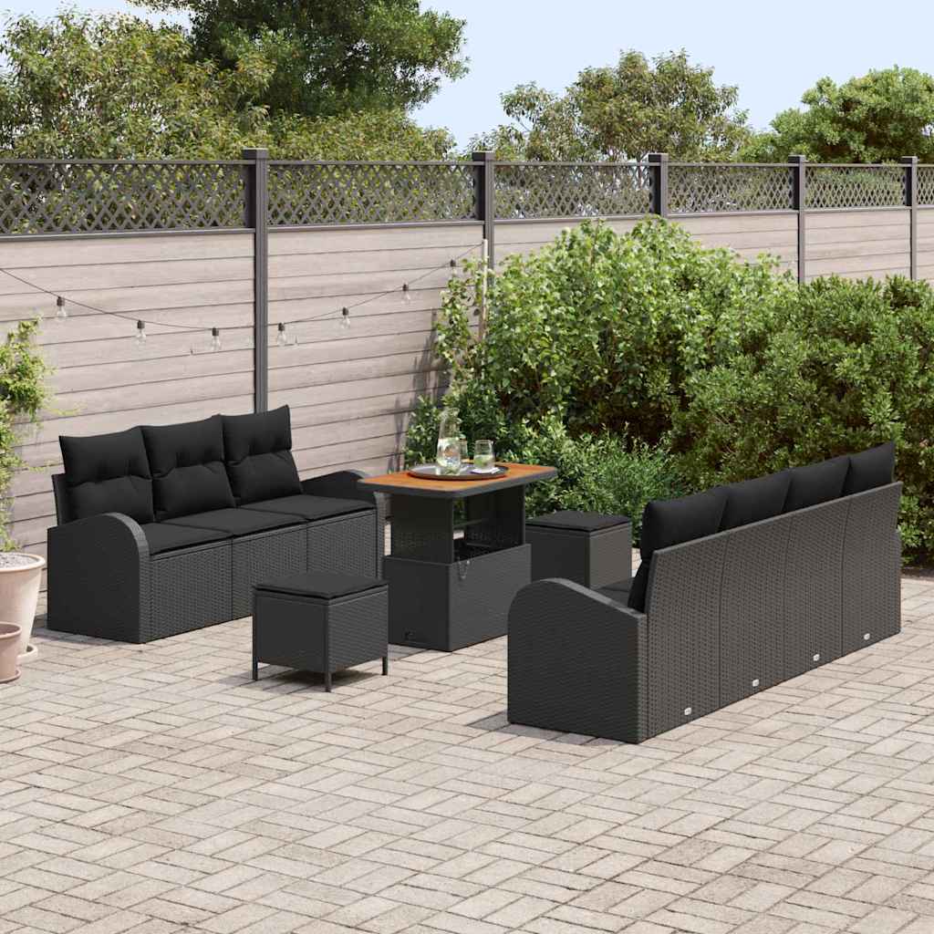 8721288444288_mo-im_en_hd_2 vidaXL Garden Sofa Set with Cushion 10 pcs Black 90 x 55 x 71 cm - Image 3