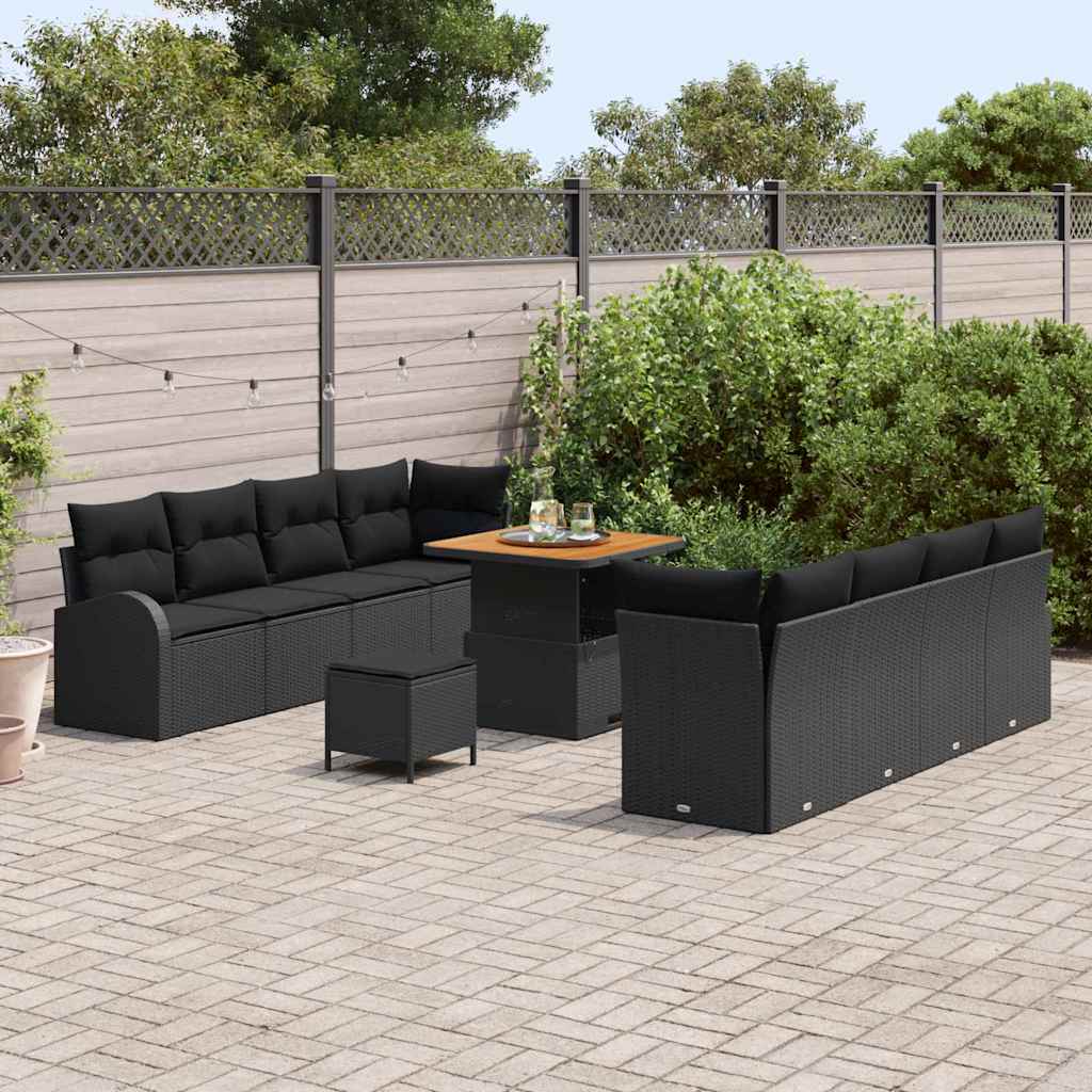 8721288444332_mo-im_en_hd_2 vidaXL Garden Sofa Set with Cushion 11 pcs Black 80 x 80 x 71 cm - Image 3