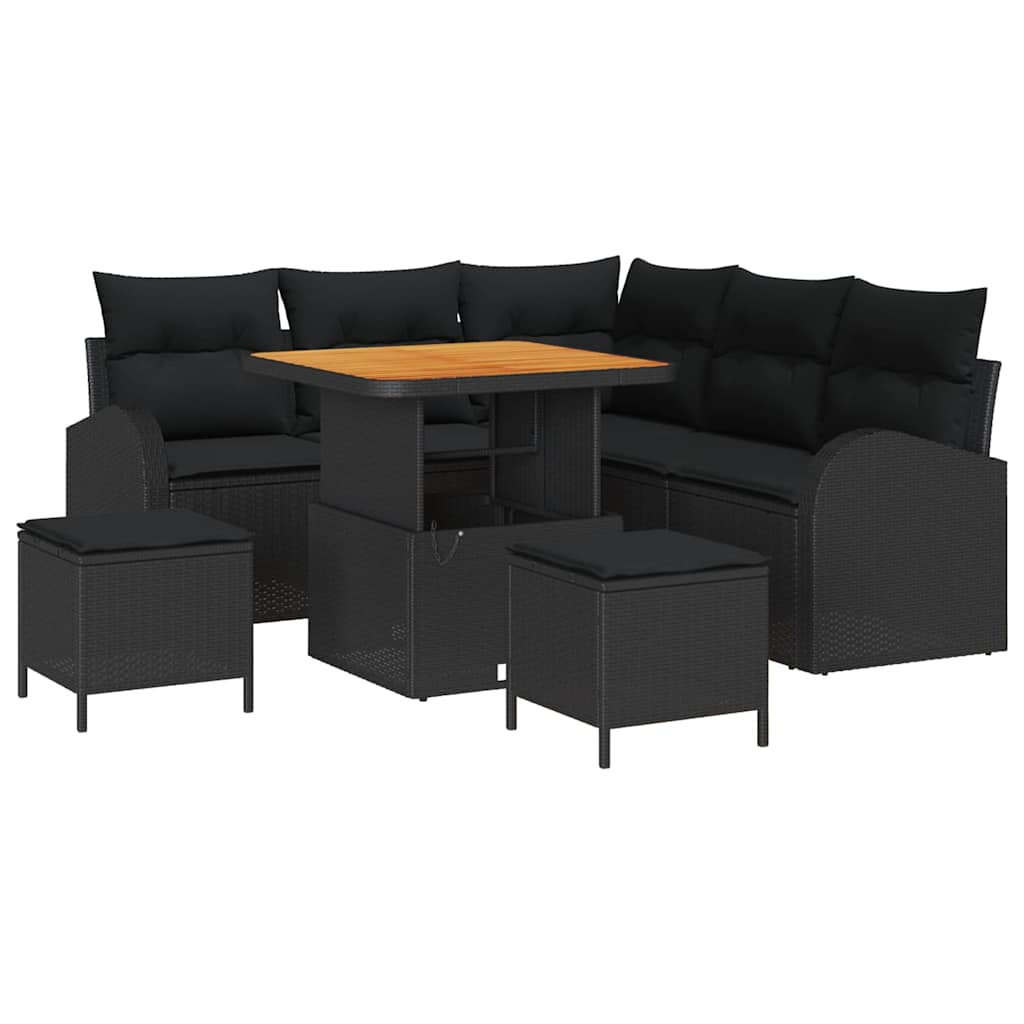 8721288444585_wbg-an-m_en_hd_5 vidaXL Garden Sofa Set with Cushion 8 pcs Black 80 x 80 x 71 cm - Image 2