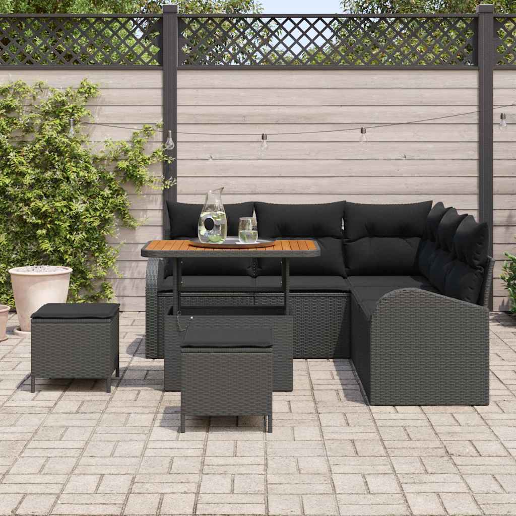 8721288444639_mo-im_en_hd_2 vidaXL Garden Sofa Set with Cushion 8 pcs Black 90 x 55 x 71 cm - Image 3
