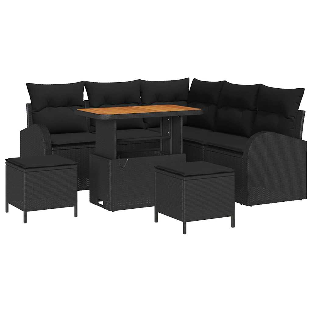 8721288444639_wbg-an-m_en_hd_5 vidaXL Garden Sofa Set with Cushion 8 pcs Black 90 x 55 x 71 cm - Image 2