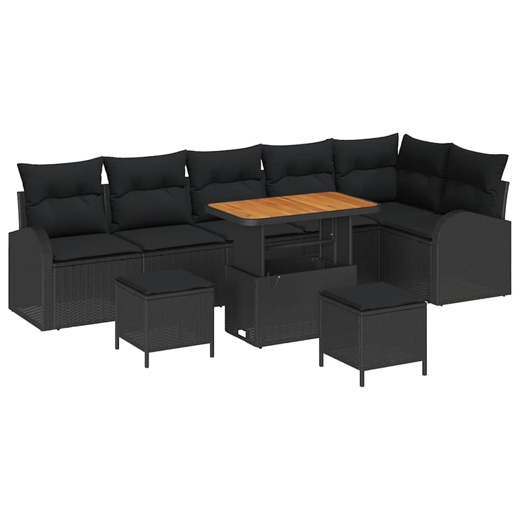8721288444837_wbg-an-m_en_hd_5 vidaXL Garden Sofa Set with Cushion 9 pcs Black 90 x 55 x 71 cm - Image 2