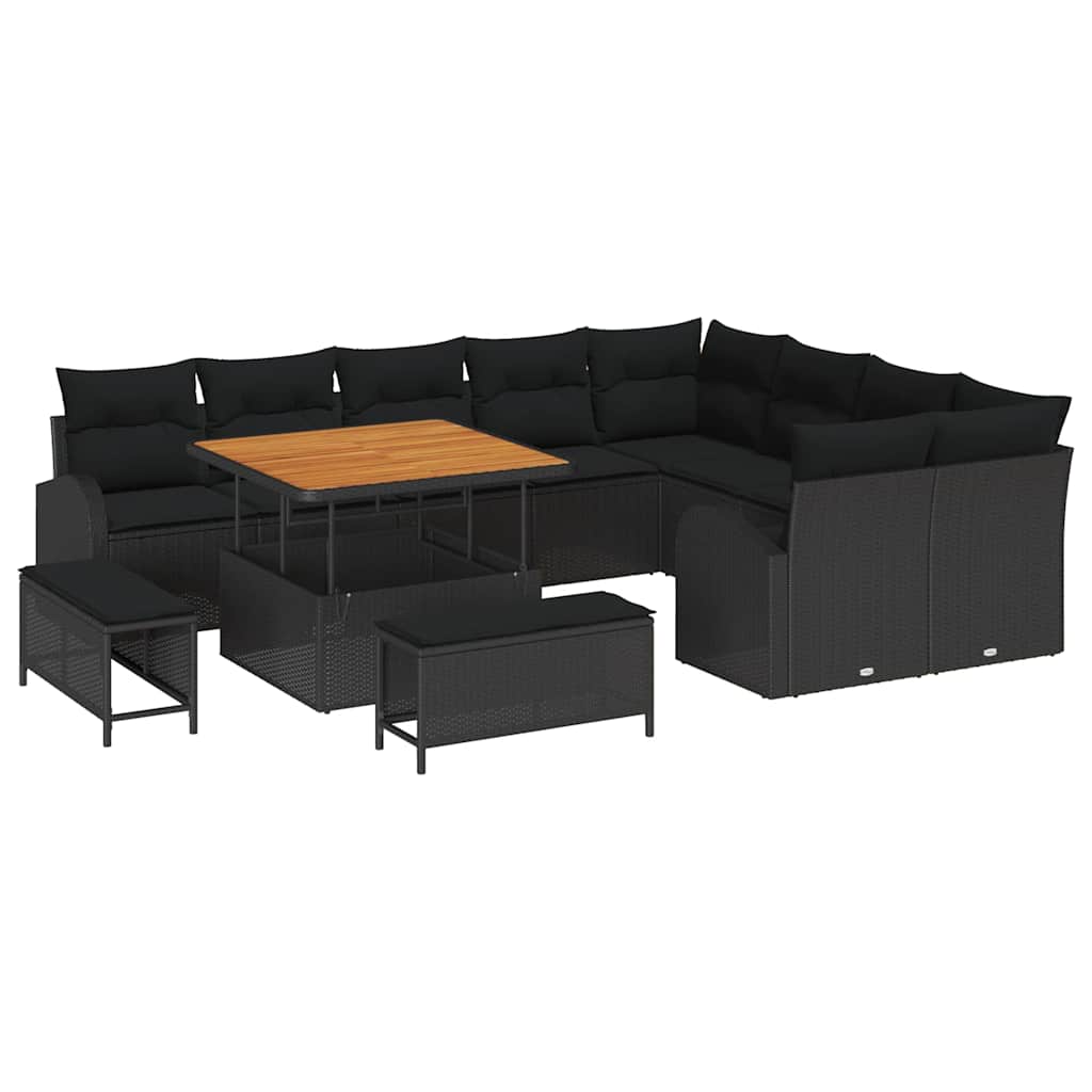 8721288444936_wbg-an-m_en_hd_5 vidaXL Garden Sofa Set with Cushion 12 pcs Black 100 x 100 x 71 cm - Image 2