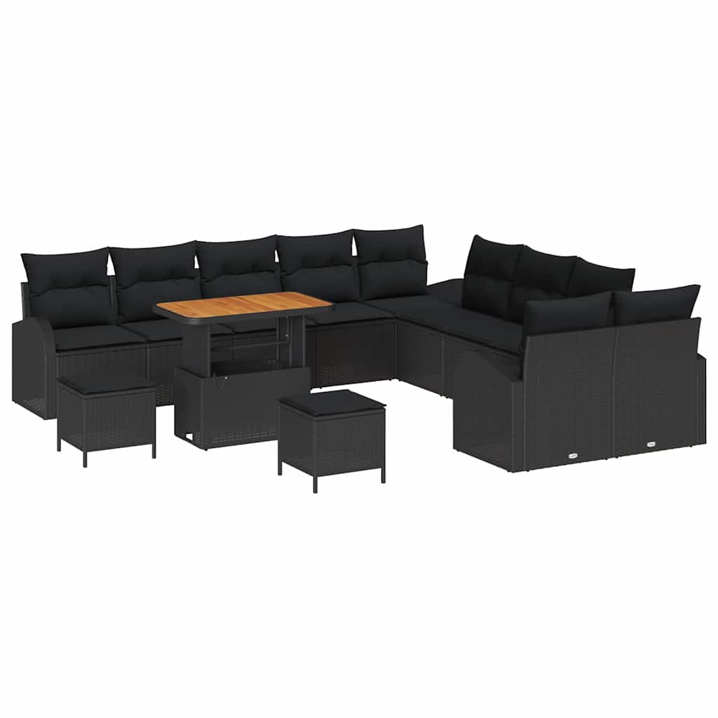8721288445230_wbg-an-m_en_hd_4 vidaXL Garden Sofa Set with Cushion 13 pcs Black 90 x 55 x 71 cm - Image 2