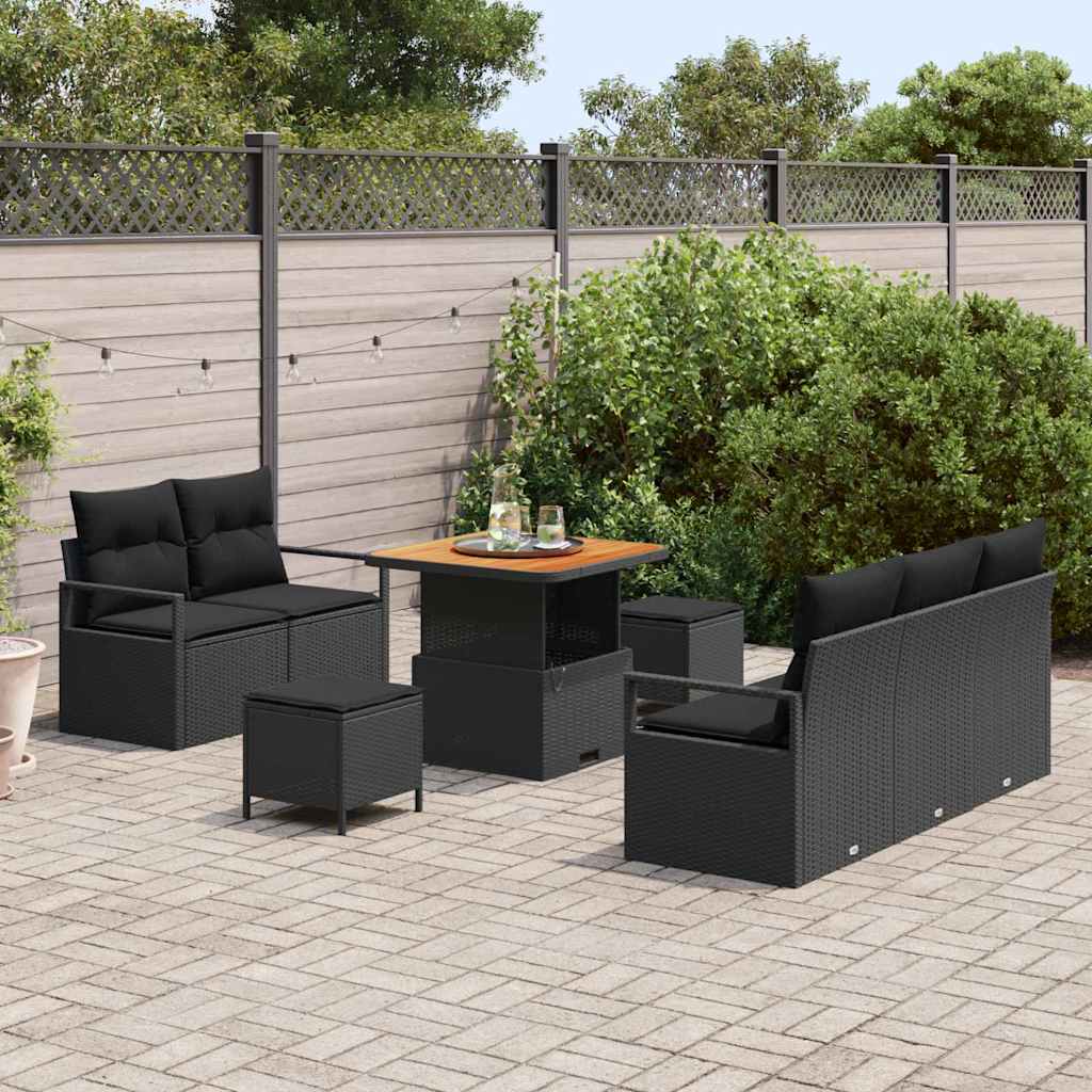 8721288445339_mo-im_en_hd_2 vidaXL Garden Sofa Set with Cushion 8 pcs Black 80 x 80 x 71 cm - Image 3