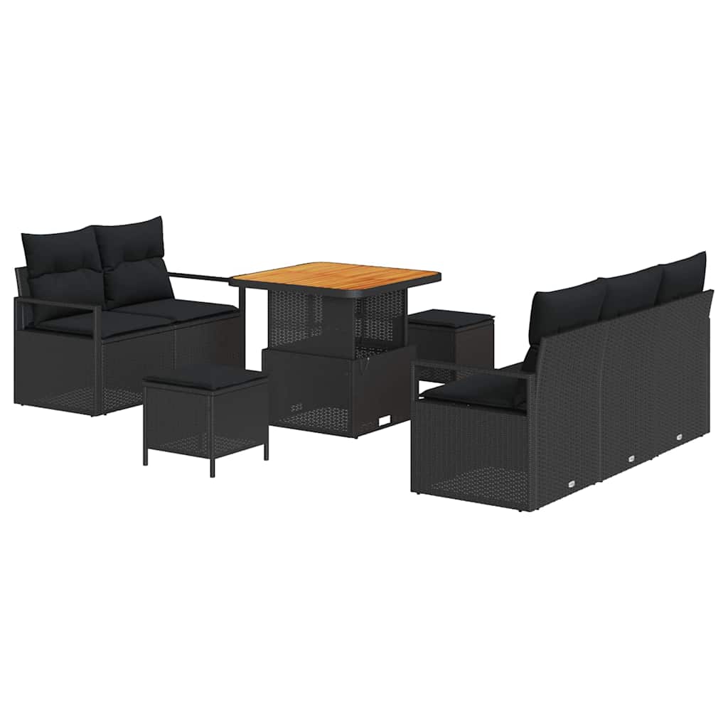 8721288445339_wbg-an-m_en_hd_4 vidaXL Garden Sofa Set with Cushion 8 pcs Black 80 x 80 x 71 cm - Image 2