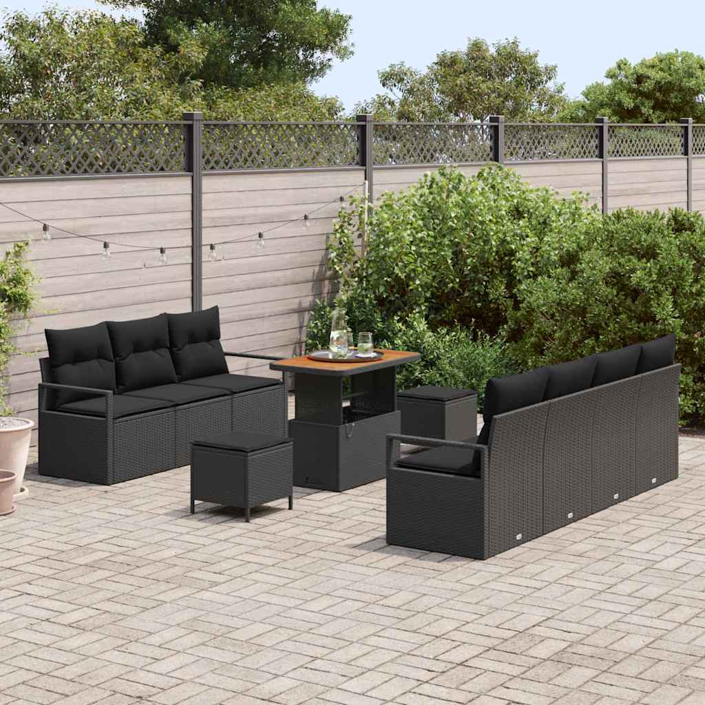 8721288445582_mo-im_en_hd_2 vidaXL Garden Sofa Set with Cushion 10 pcs Black 90 x 55 x 71 cm - Image 3