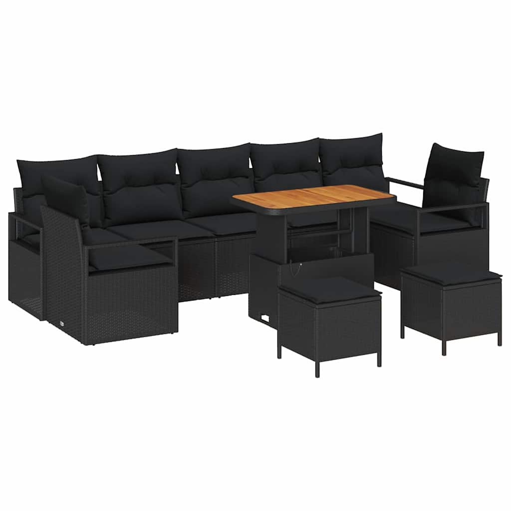 8721288445780_wbg-an-m_en_hd_4 vidaXL Garden Sofa Set with Cushion 10 pcs Black 90 x 55 x 71 cm - Image 2