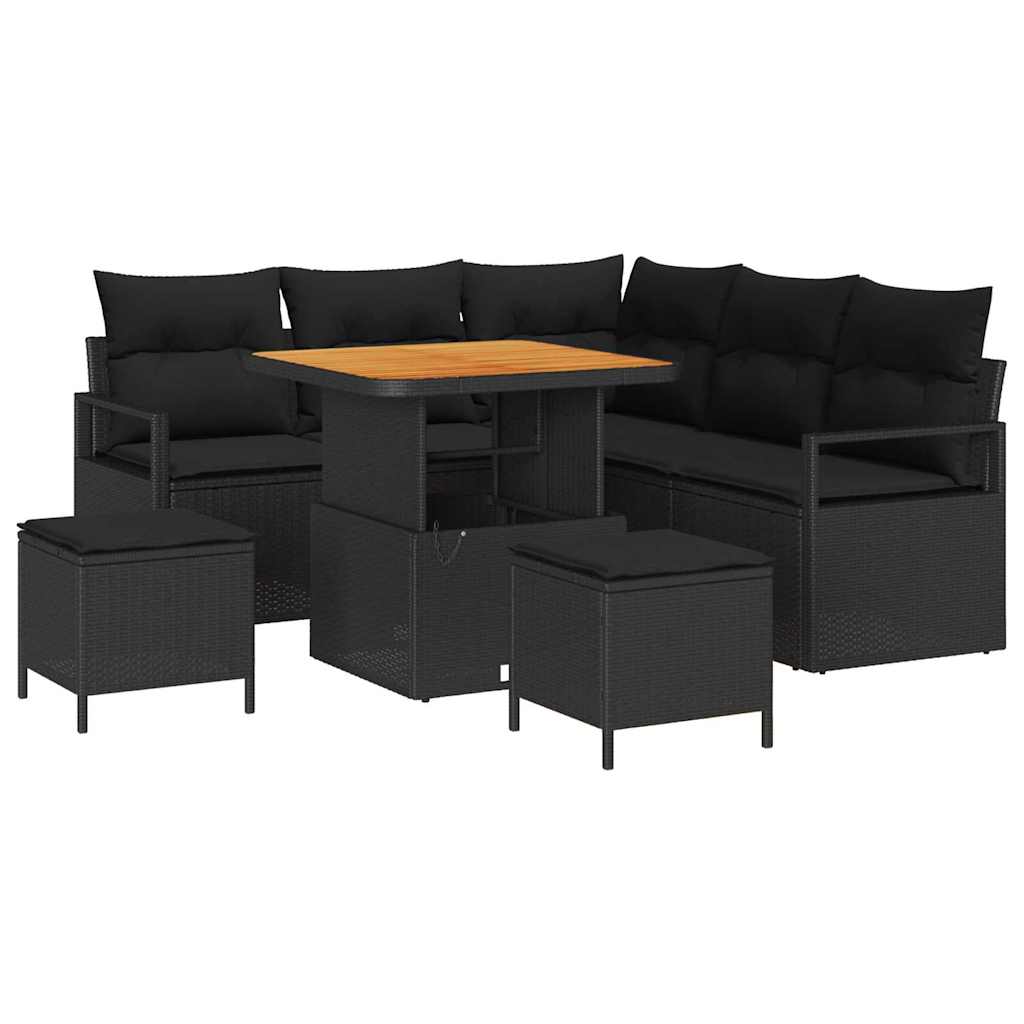 8721288445889_wbg-an-m_en_hd_5 vidaXL Garden Sofa Set with Cushion 8 pcs Black 80 x 80 x 71 cm - Image 2