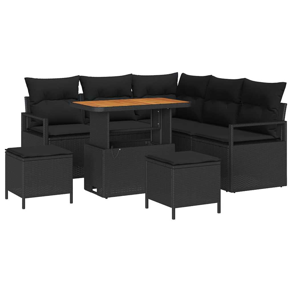 8721288445933_wbg-an-m_en_hd_5 vidaXL Garden Sofa Set with Cushion 8 pcs Black 90 x 55 x 71 cm - Image 2