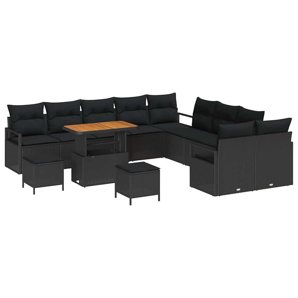8721288446534_wbg-an-m_en_hd_4 vidaXL Garden Sofa Set with Cushion 13 pcs Black 90 x 55 x 71 cm - Image 2