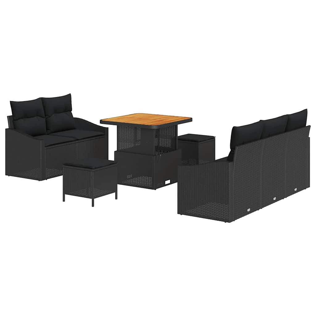8721288446633_wbg-an-m_en_hd_4 vidaXL Garden Sofa Set with Cushion 8 pcs Black 80 x 80 x 71 cm - Image 2