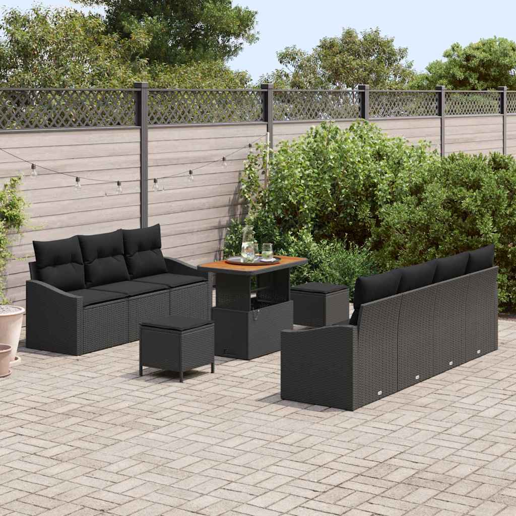 8721288446886_mo-im_en_hd_2 vidaXL Garden Sofa Set with Cushion 10 pcs Black 90 x 55 x 71 cm - Image 3