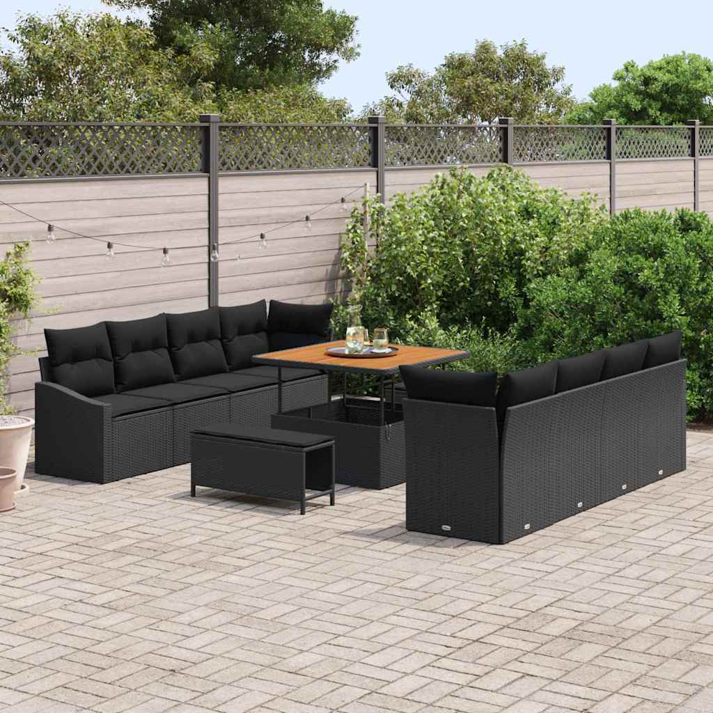 8721288447036_mo-im_en_hd_2 vidaXL Garden Sofa Set with Cushion 11 pcs Black 100 x 100 x 71 cm - Image 3