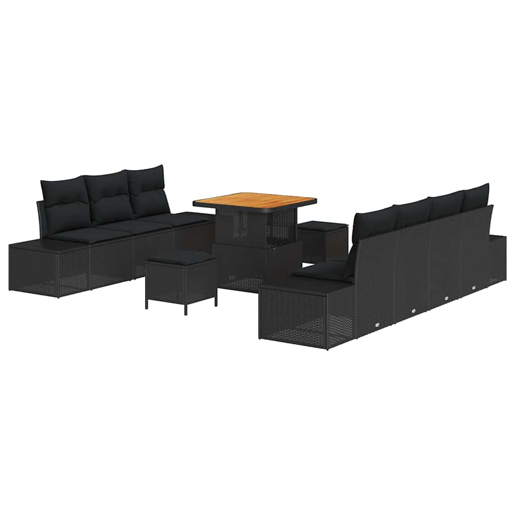 8721288448132_wbg-an-m_en_hd_4 vidaXL Garden Sofa Set with Cushion 10 pcs Black 80 x 80 x 71 cm - Image 2