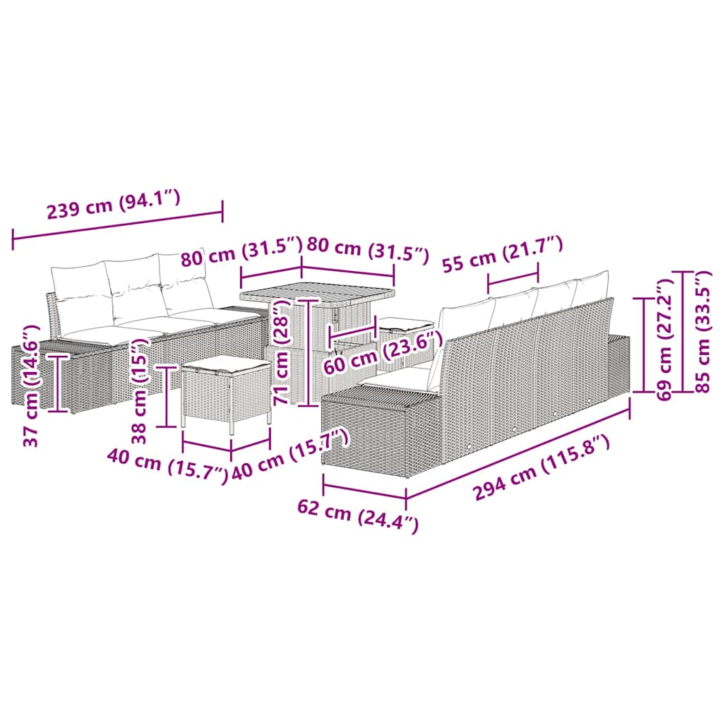 8721288448132_wbg-siz_en_hd_1 vidaXL Garden Sofa Set with Cushion 10 pcs Black 80 x 80 x 71 cm - Image 12