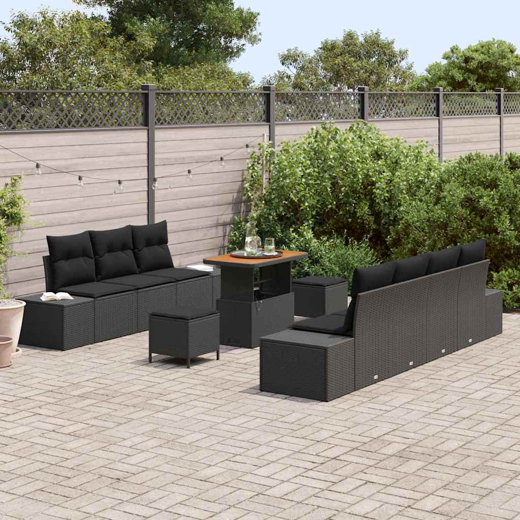 8721288448187_mo-im_en_hd_2 vidaXL Garden Sofa Set with Cushion 10 pcs Black 90 x 55 x 71 cm - Image 3